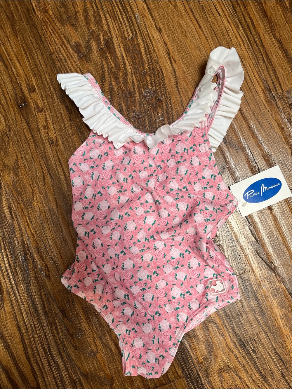 Girls' Pink Floral Ruffle One-Piece Swimsuit